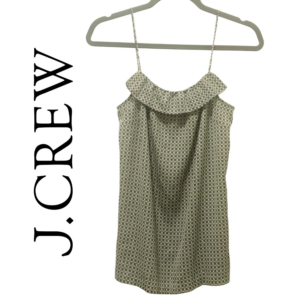 Excellent Condition J.Crew Geometric Print Sleeveless Ruffle Blouse Size 0 - Picture 3 of 3